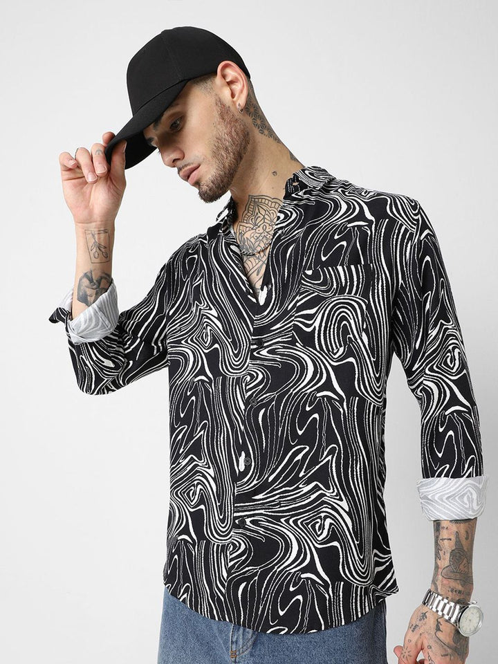 VASTRADO Men Classic Slim Fit Opaque Printed Casual Shirt