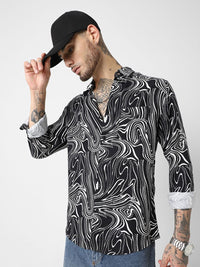 VASTRADO Men Classic Slim Fit Opaque Printed Casual Shirt