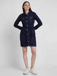 SPYKAR Shirt Collar Button-Down Cotton Shirt Dress