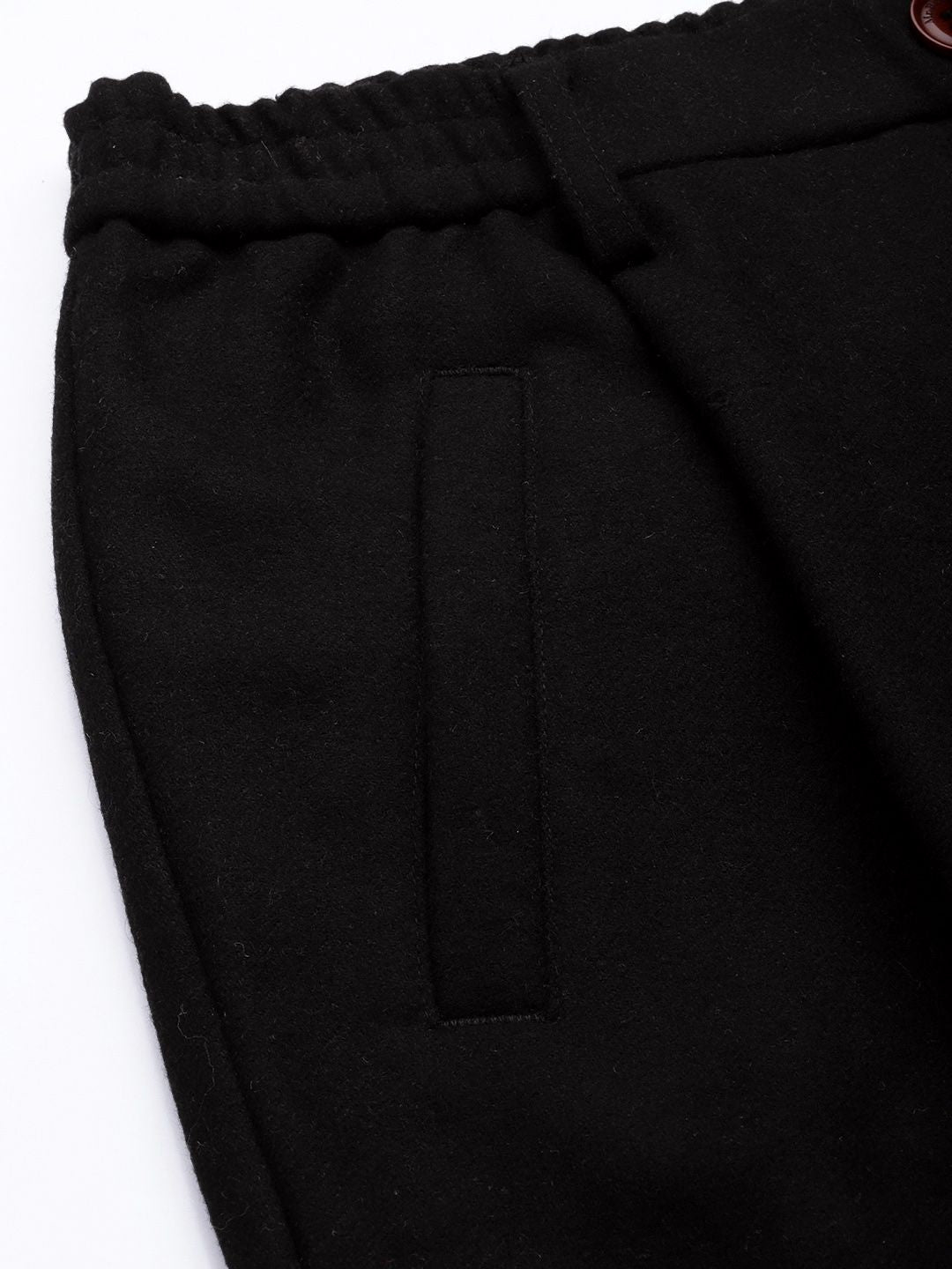 Mr Bowerbird Men Black Solid Liberal Fir Pleated Cargos
