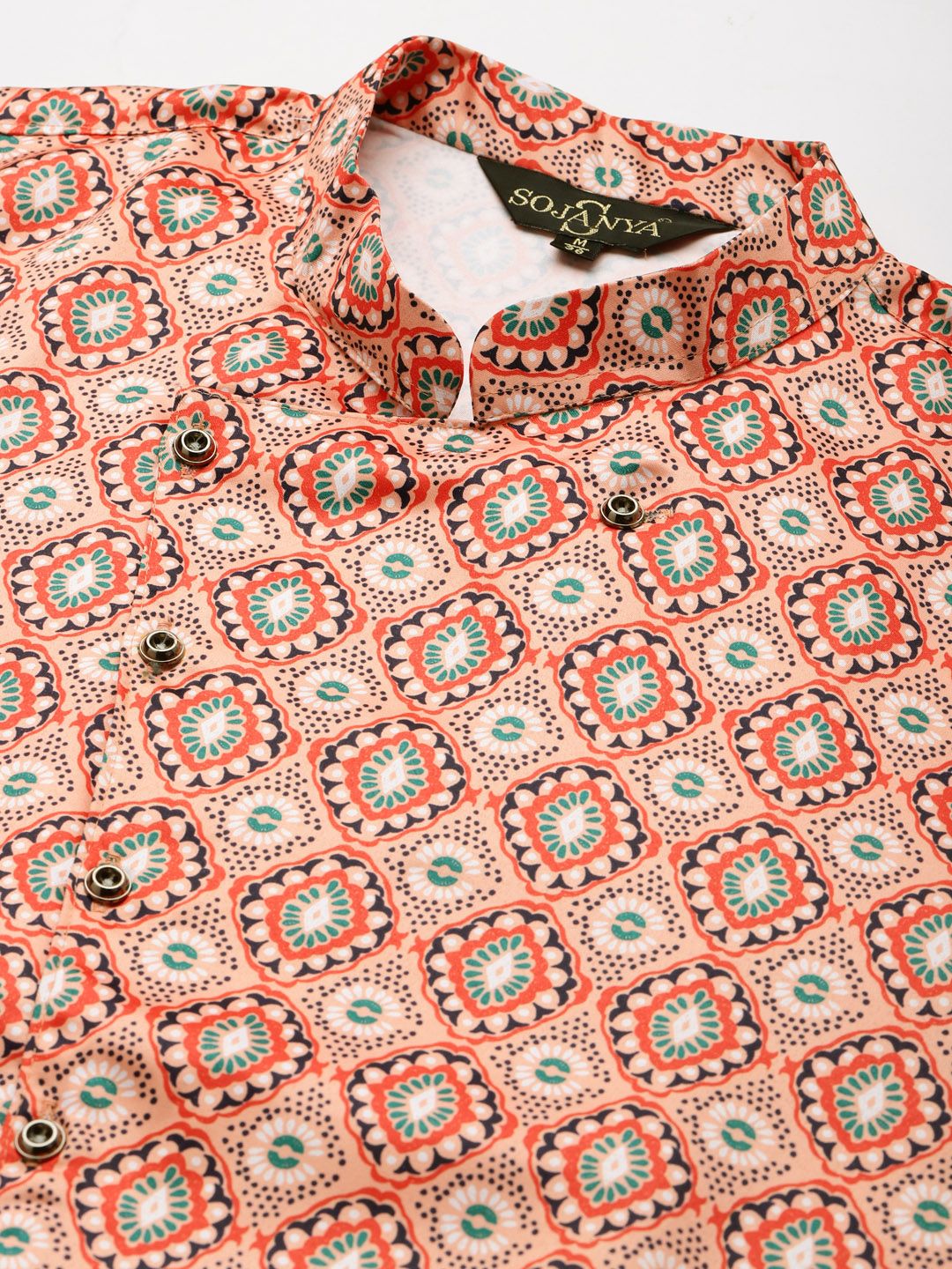 SOJANYA Kurta Lelaki Kelabu & Warna Peach dengan Churidar