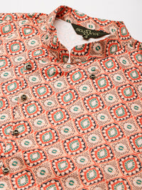 SOJANYA Kurta Lelaki Kelabu & Warna Peach dengan Churidar