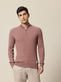Mr Bowerbird Mock Collar Cable Knit Pullover Sweater