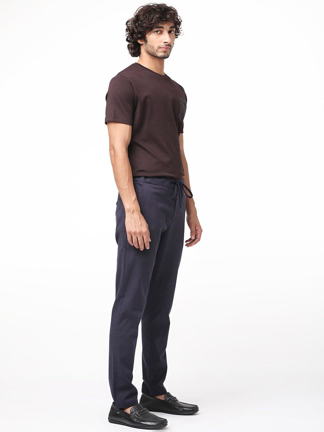 RARE RABBIT Men Hobbs Drawstring Mid Rise Slim Fit Trouser