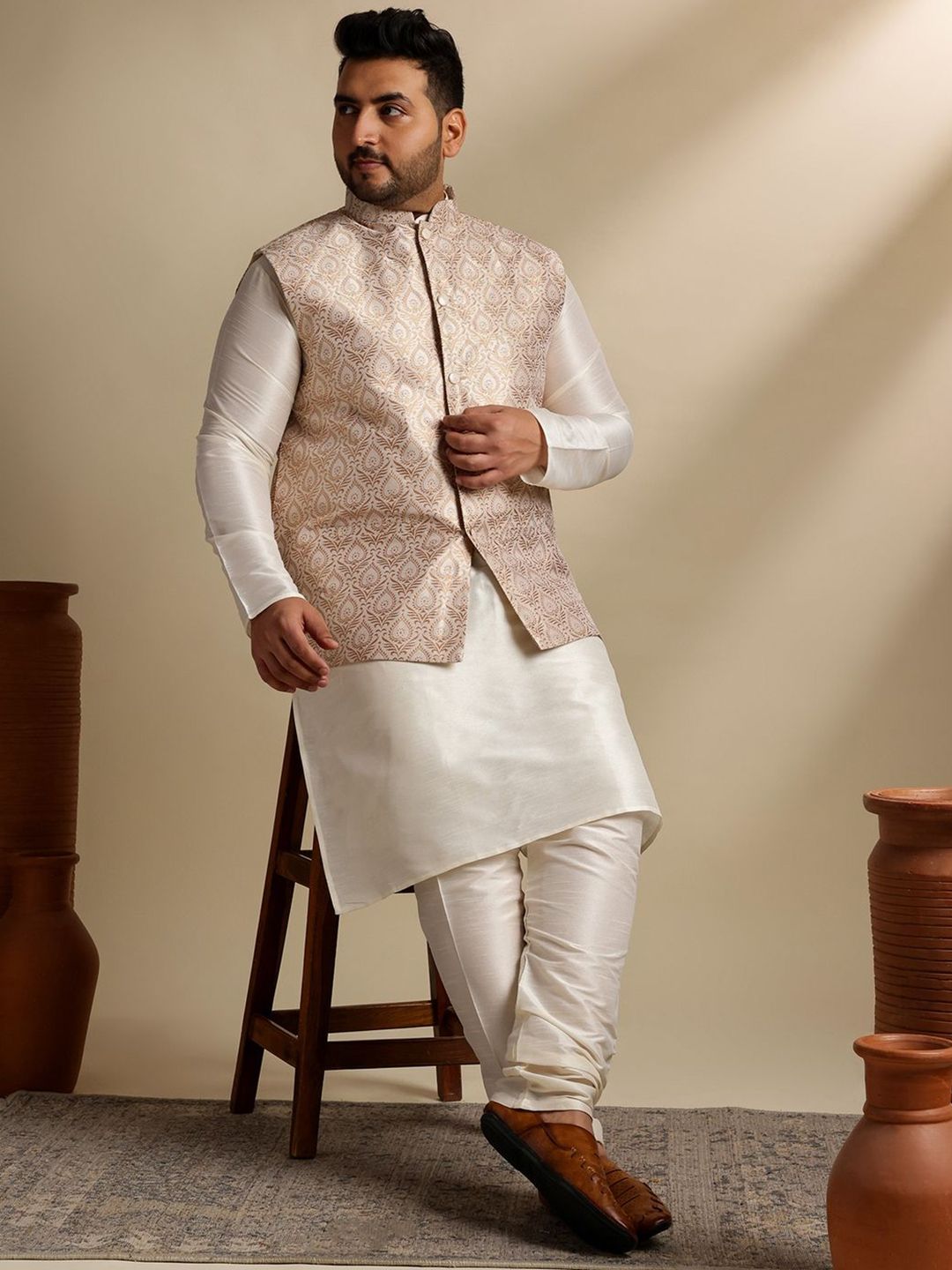 SOJANYA PLUS Woven Design Nehru Jacket