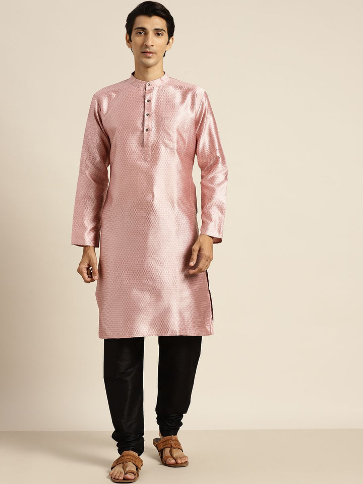 SOJANYA Men Pink Woven Design Kurta