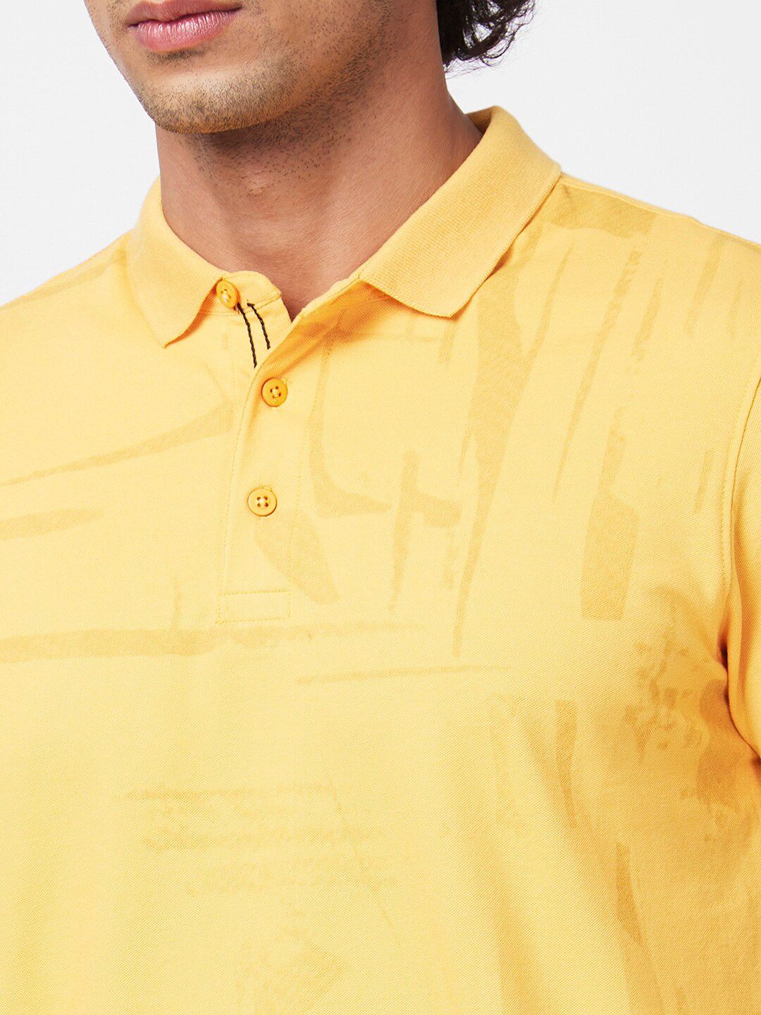 SPYKAR Abstract Printed Polo Collar Slim Fit Cotton T-shirt