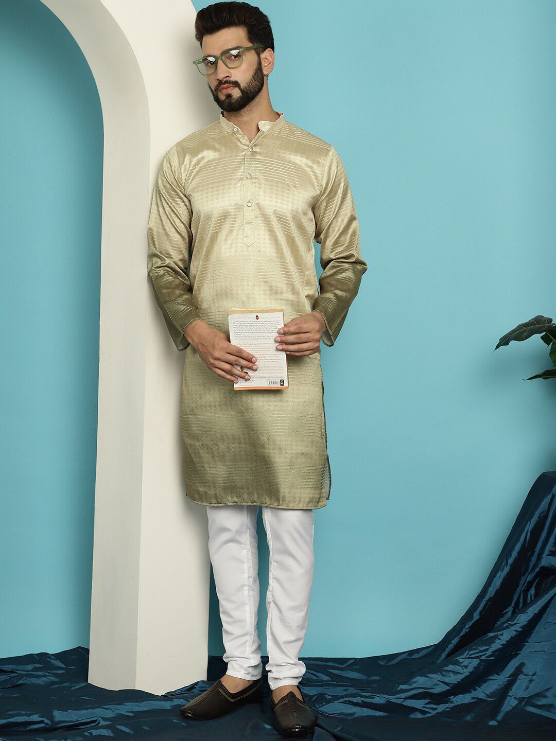 SOJANYA Kurta Berlabuci Biasa Berjalur Dengan Piyama