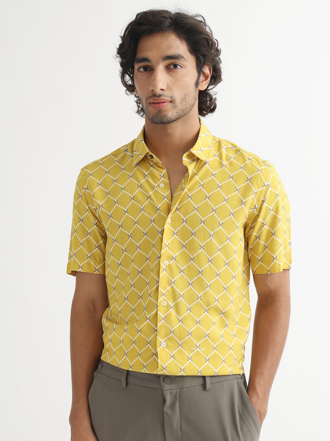 RARE RABBIT Men Braga Slim Fit Geometric Printed Shirt