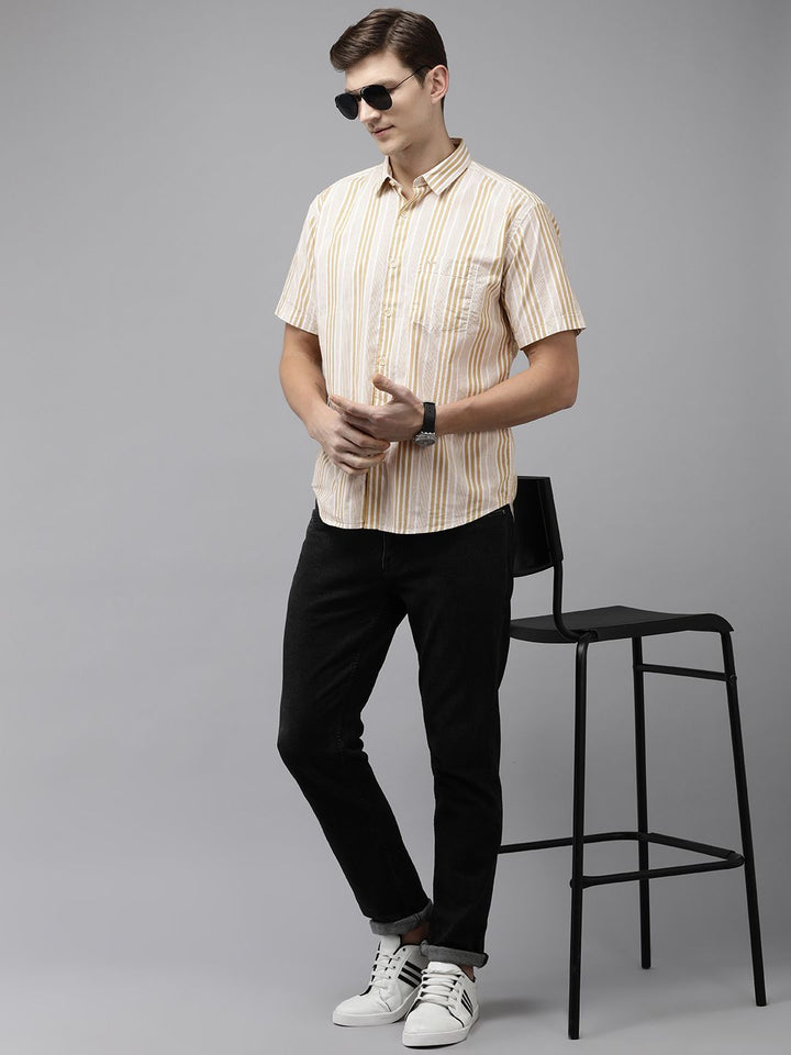 Park Avenue Slim Fit Striped Pure Cotton Casual Shirt
