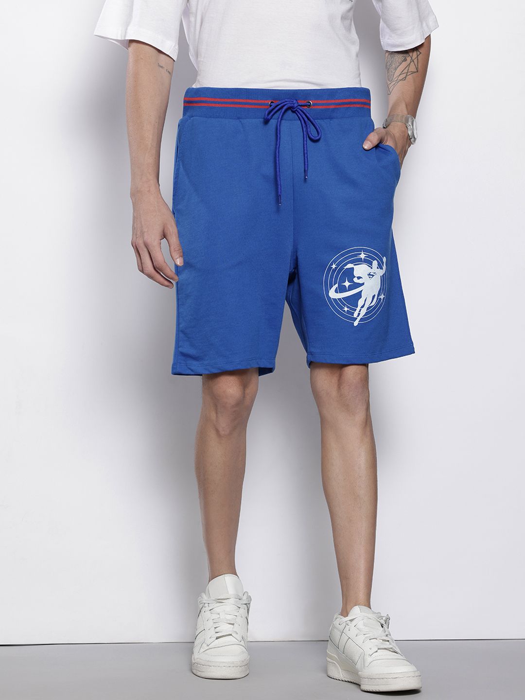 The Indian Garage Co Men Superman Printed Loose Fit Knitted Shorts