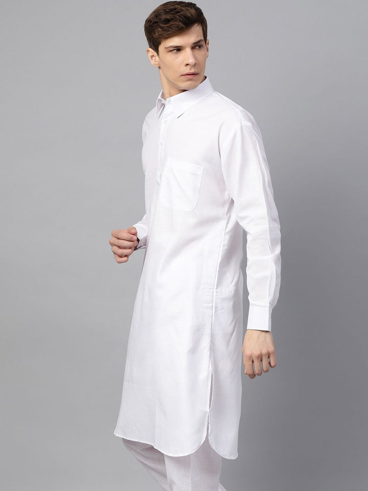 SOJANYA Lelaki Putih Solid Kurta Lurus