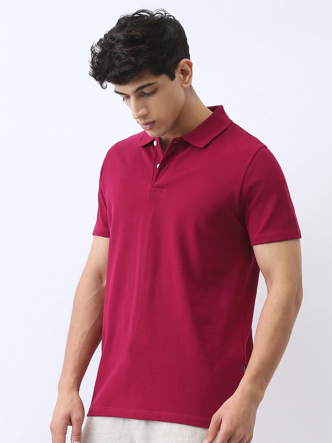 Urbano Fashion Men's Wine Solid Regular Fit Half Sleeve Polo Collar T-Shirt