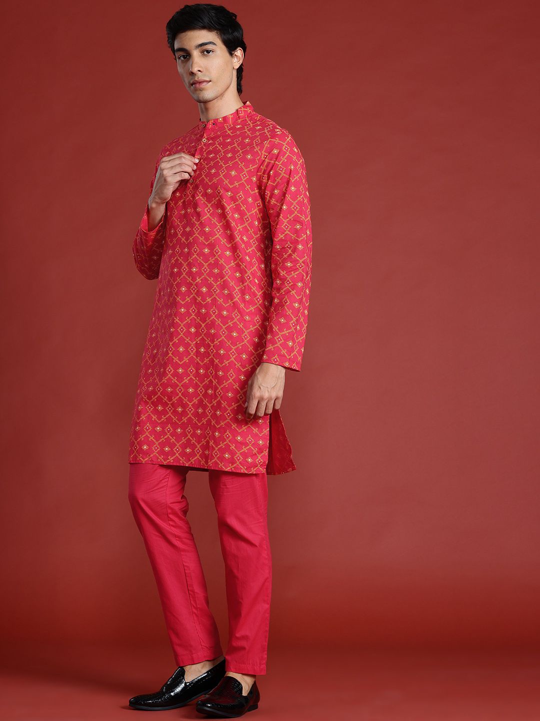 Anouk Ethnic Motifs Print Pure Cotton Kurta with Pyjamas