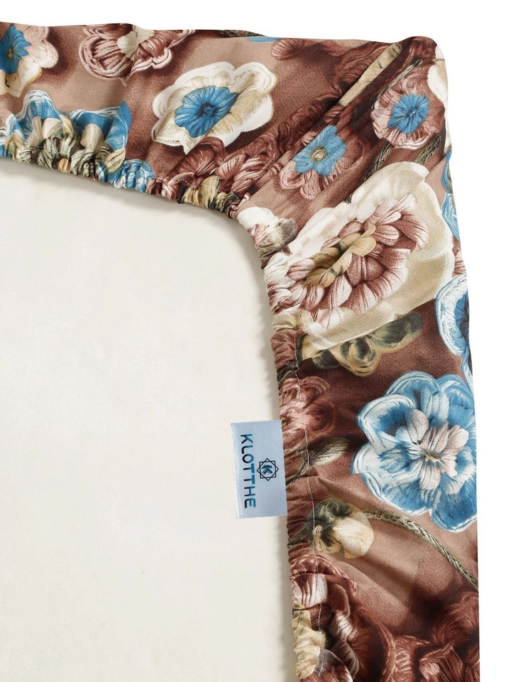 Moda Rapido X KLOTTHE Coklat & Biru Bunga 300 TC Cadar King dengan 2 Sarung Bantal