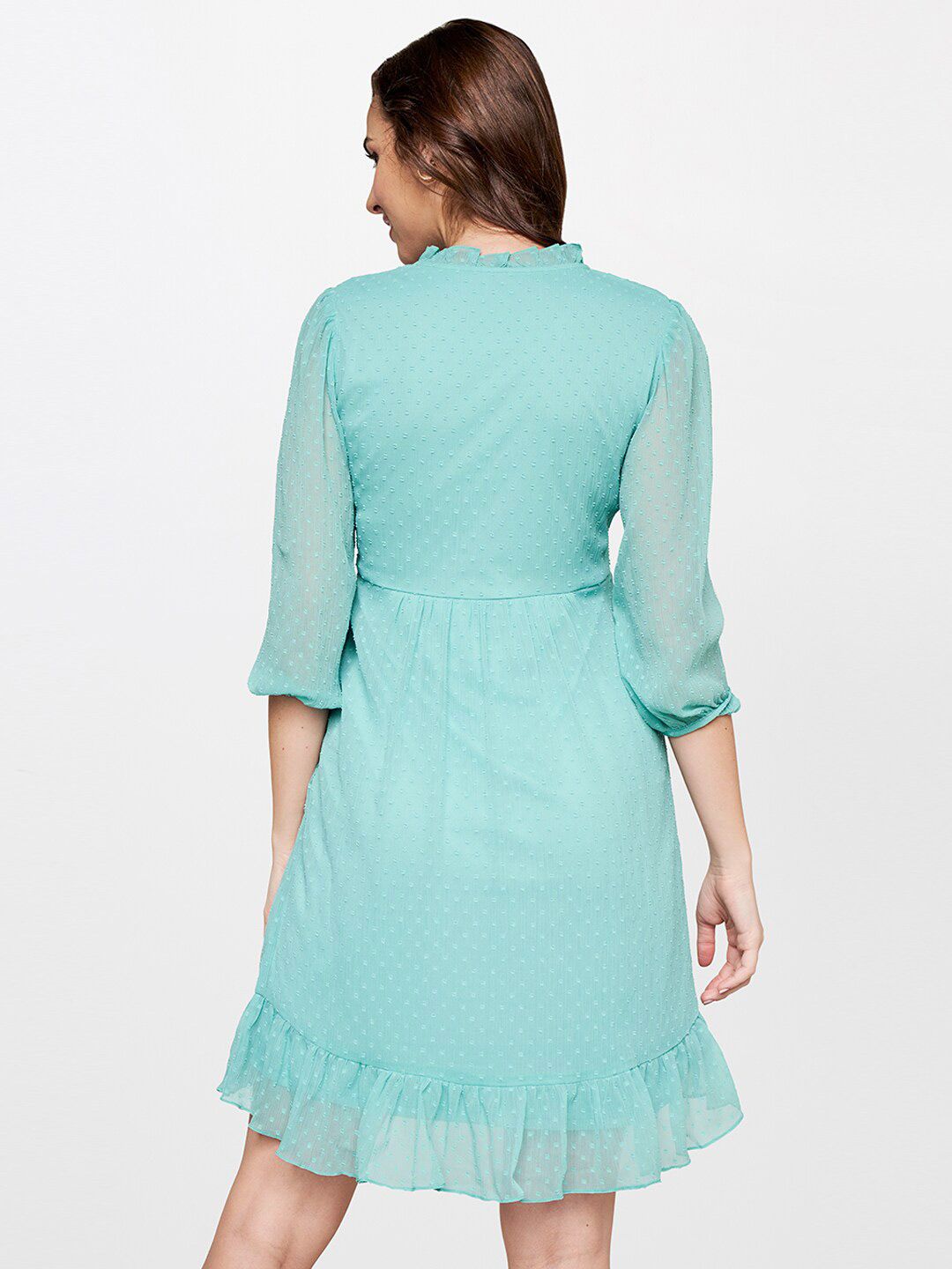AND Puff Sleeves A-Line Dress