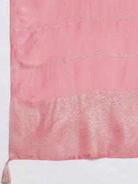 Libas Women Pink Zari Kurta with Palazzos & With Dupatta