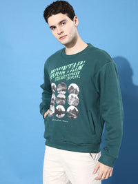 Difference of Opinion Men Printed Oversized Fleece Sweatshirt
