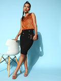 Berrylush Women Black Solid Knee Length High Rise Pencil Skirt