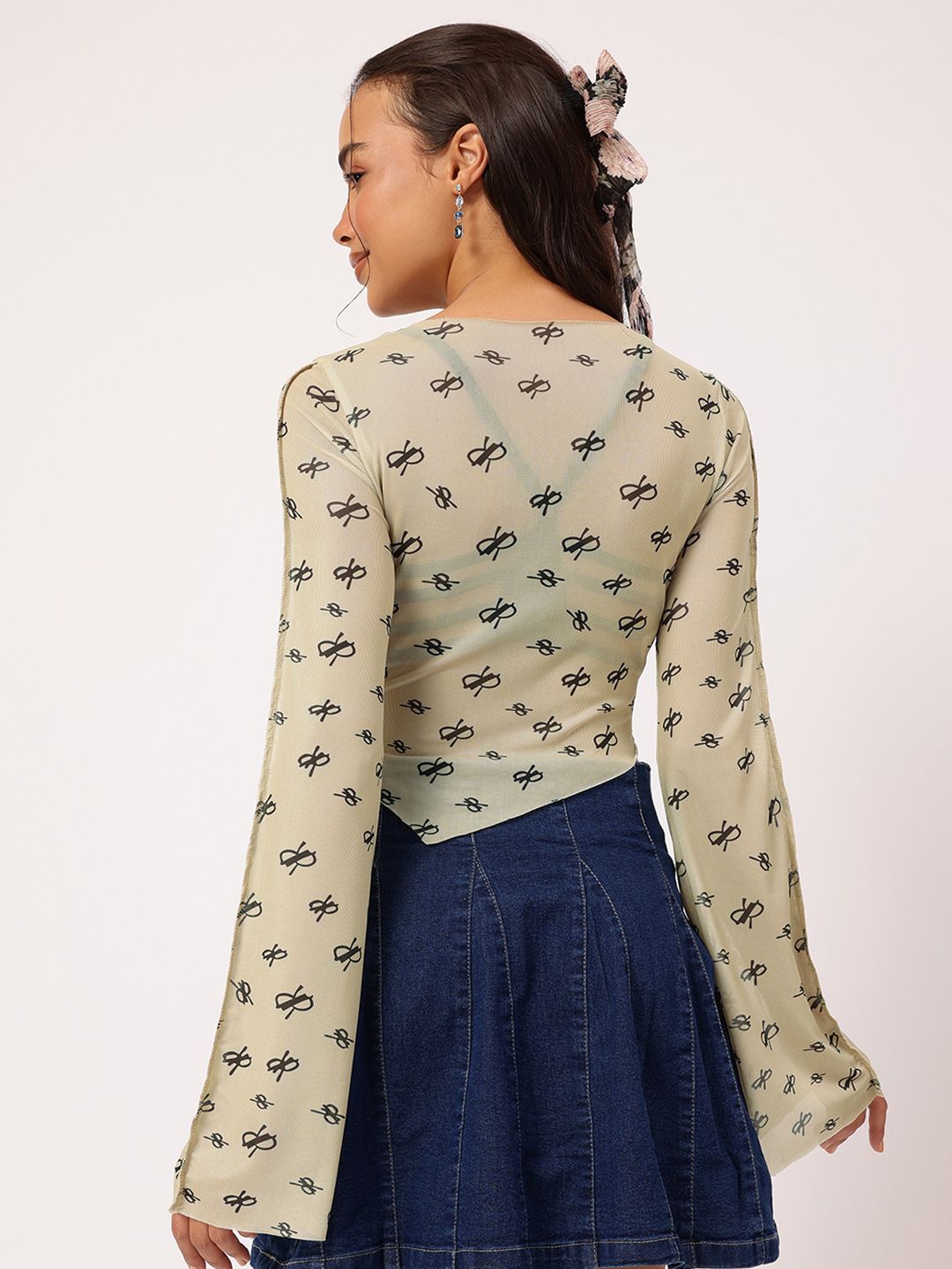 DressBerry Flare Daydream Printed Net Top