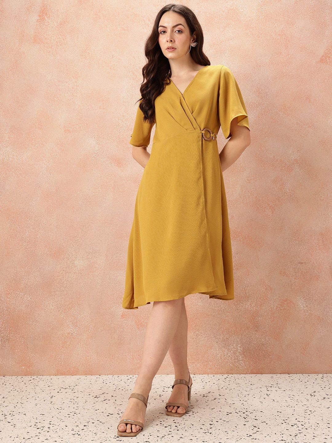 all about you V-Neck Pleated Wrap Dress