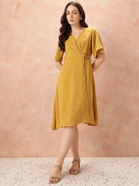 all about you V-Neck Pleated Wrap Dress