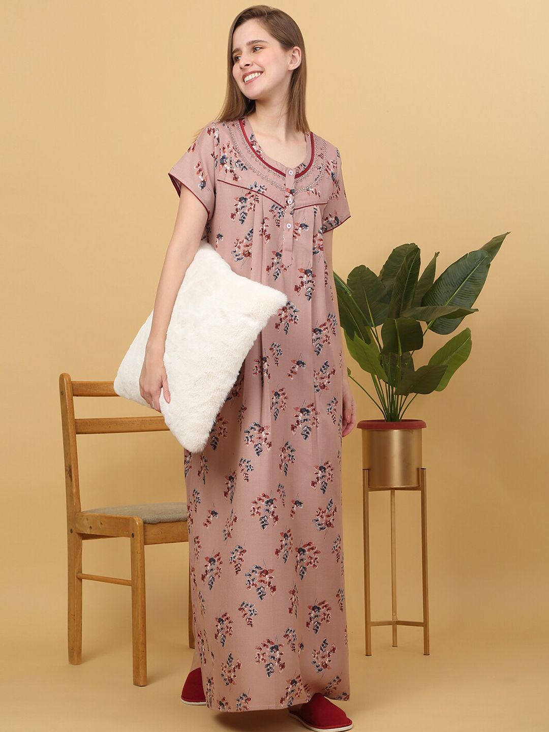 Sweet Dreams Printed pure cotton Maxi Nightdress