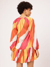 DressBerry Hello Sunshine Tie-Up Neck Abstract Printed Drop-waist Dress