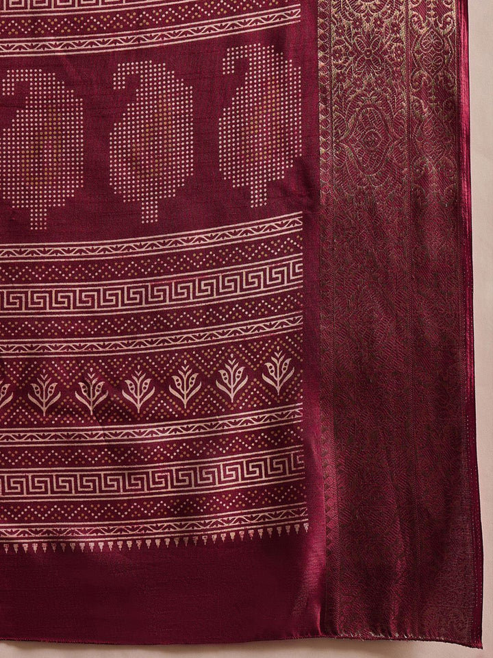 Saree mall Ethnic Motifs Printed  Zari Bagru Sarees