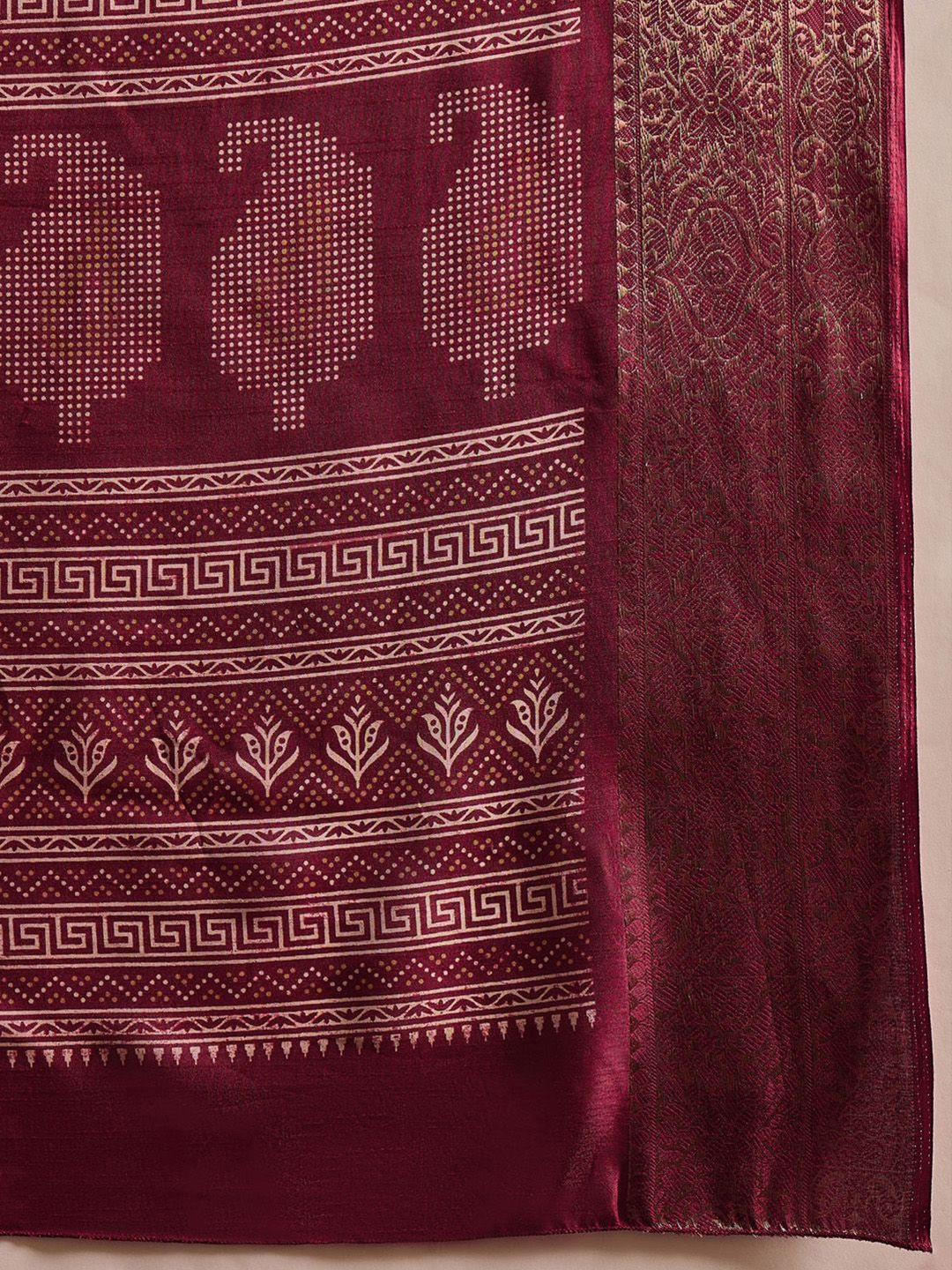 Saree mall Ethnic Motifs Printed  Zari Bagru Sarees