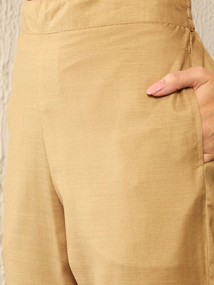 KALINI Floral Printed Shirt Collar Three-Quarter Sleeves Top With Trouser