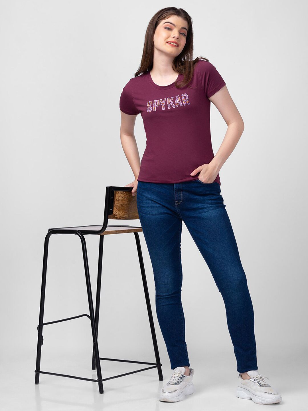 SPYKAR Women Cotton Slim Fit T-shirt
