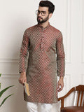 SOJANYA Ethnic Motifs Woven Design Band Collar Straight Kurta