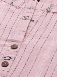 KALINI Striped Mandarin Collar Straight Kurta With Trouser