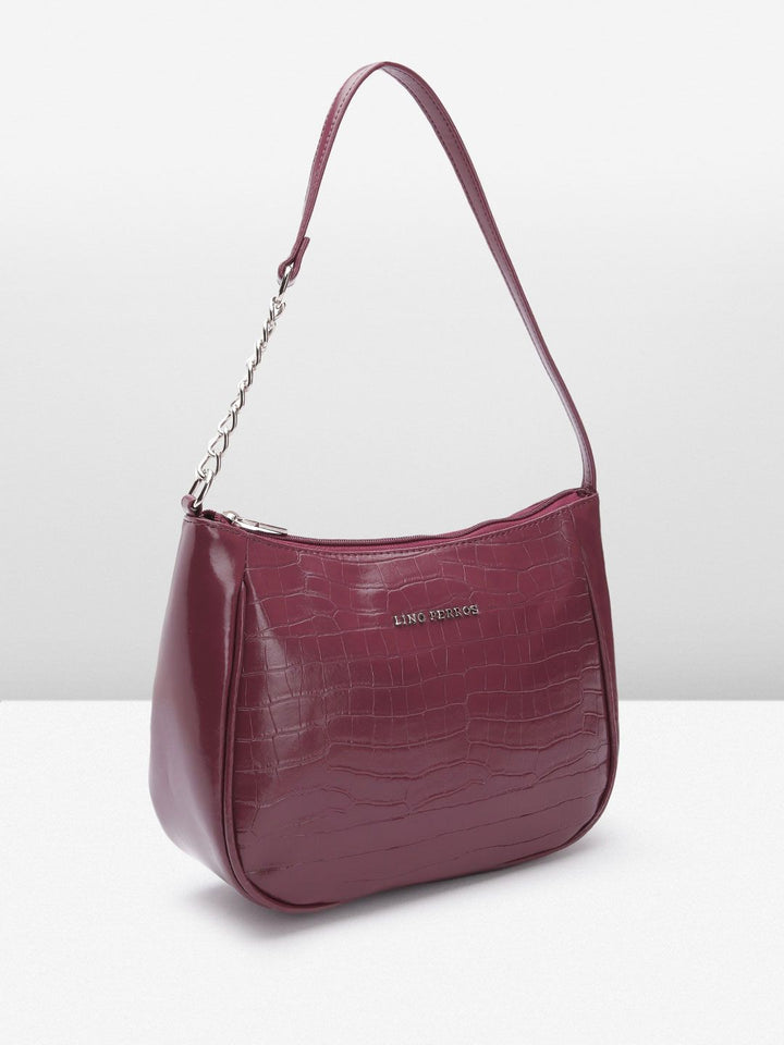 Lino Perros Croc Textured Structured Baguette Bag