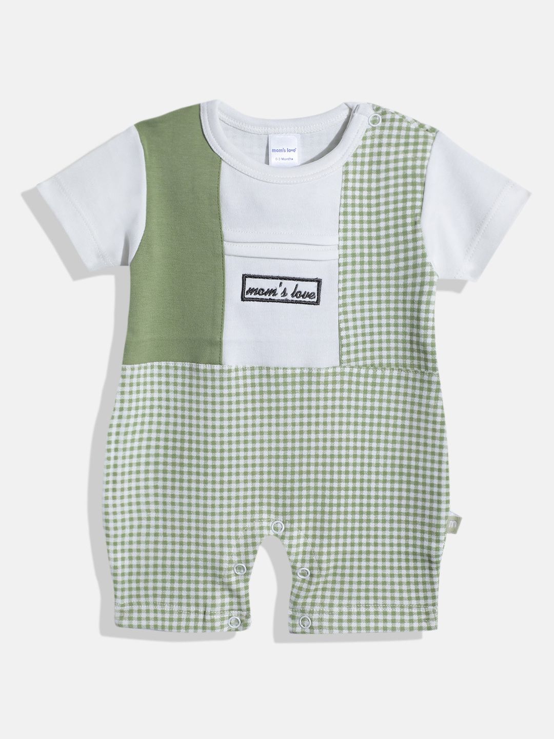 Moms Love Infant Boys Checked Pure Cotton Romper