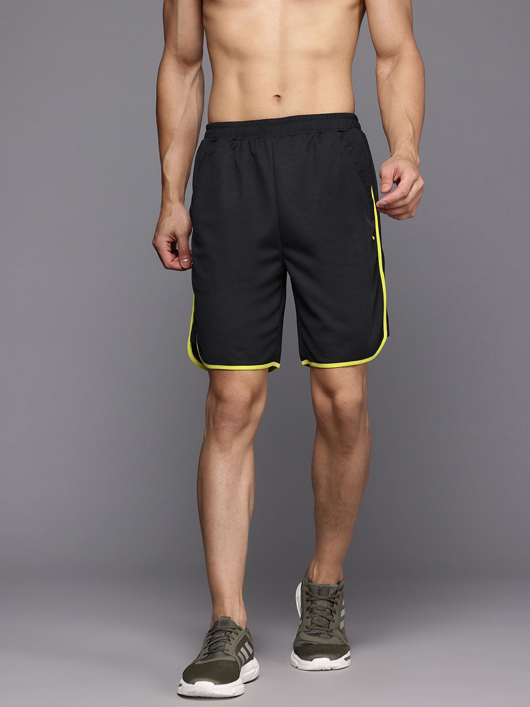 HRX by Hrithik Roshan Men Striped Detail Rapid-Dry Training Shorts