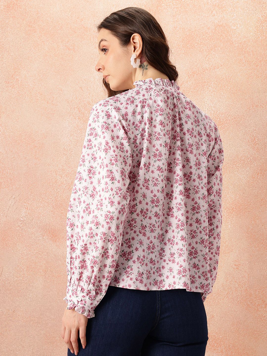 all about you Floral Print Tie-Up Neck Top