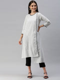 Global Desi Women White & Black Ethnic Motifs Printed Kurta
