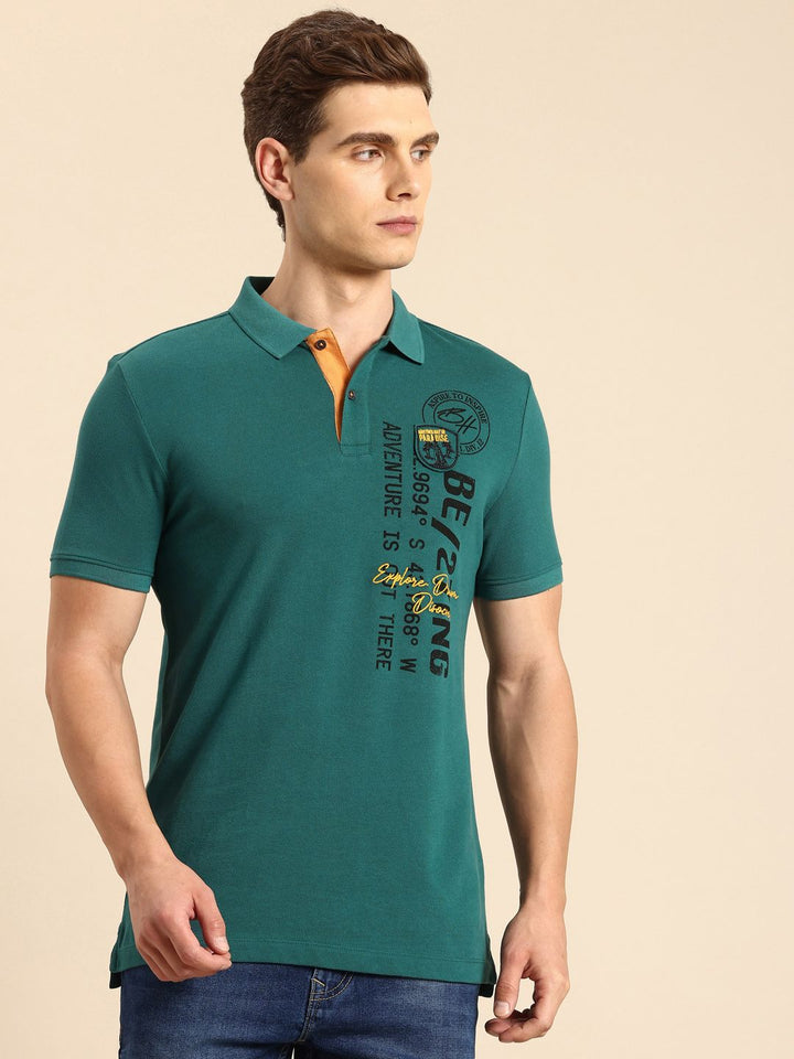 Being Human Typography Printed Polo Collar Pure Cotton T-shirt