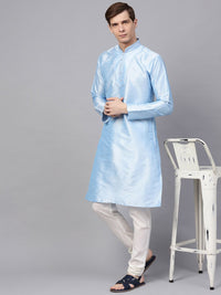 SOJANYA Men Turquoise Blue Solid Kurta Lurus