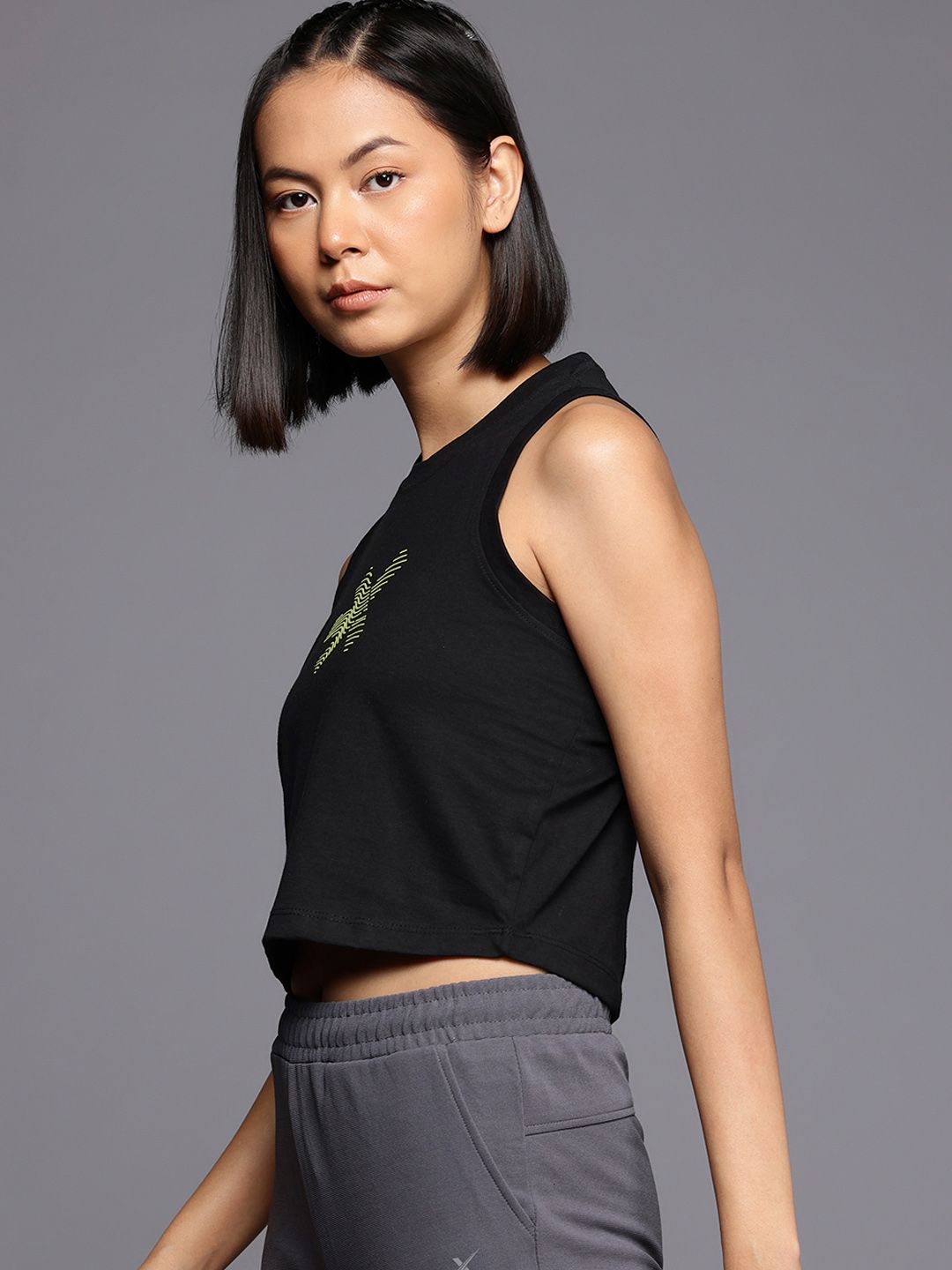 HRX by Hrithik Roshan Women Brand Logo Printed Training Crop T-shirt