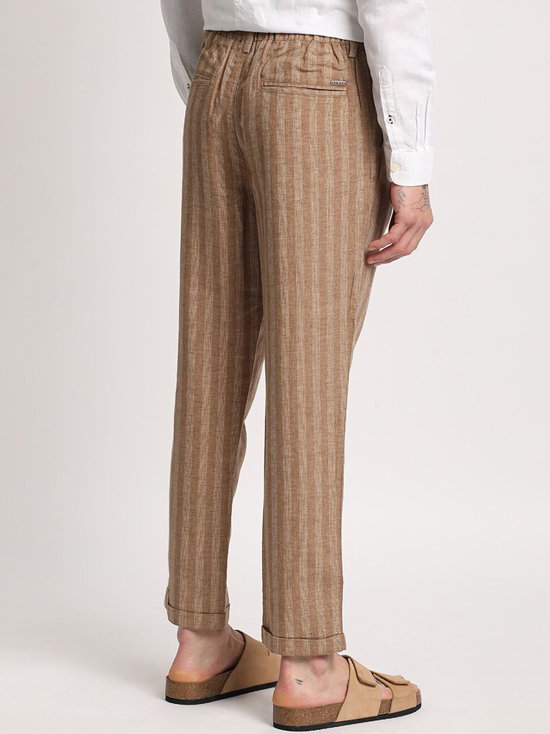 THE BEAR HOUSE Men Striped Tapered Fit Trousers