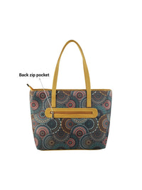 Mochi Green Ethnic Motifs Printed PU Shopper Tote Bag