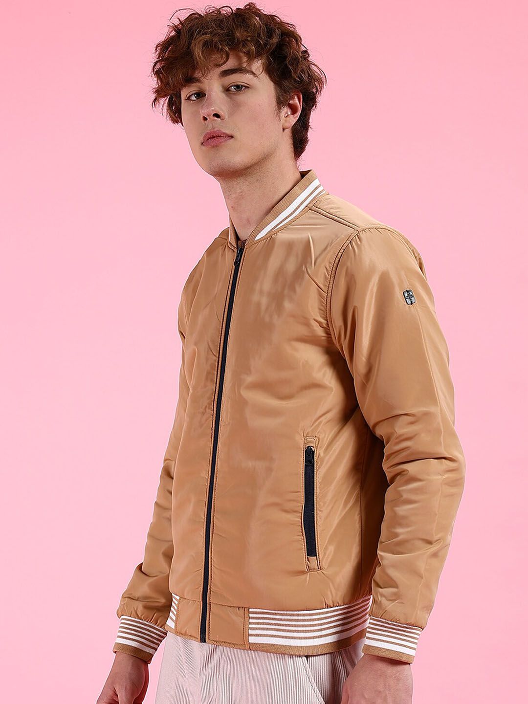 The Indian Garage Co Men Solid Regular Fit Bomber Jacket