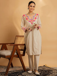 HOUSE OF KARI Floral Embroidered Chikankari Kurta With Palazzo