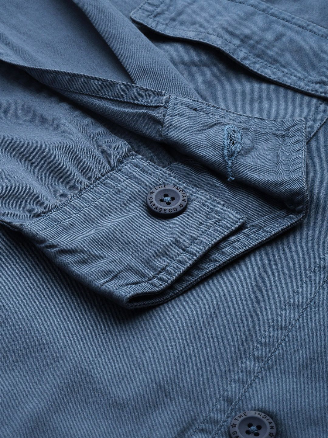 The Indian Garage Co Men  Utililty Regular Fit Solid Shirt with Double flap Pocket