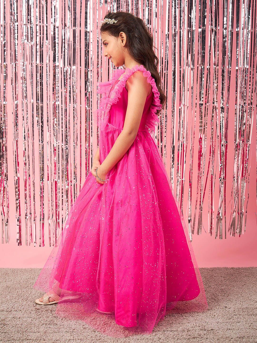 pspeaches Girls Embellished Sequinned Fit & Flare Maxi Dress