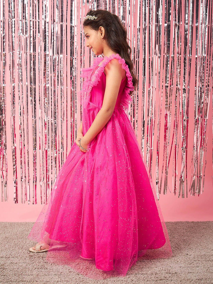pspeaches Girls Embellished Sequinned Fit & Flare Maxi Dress