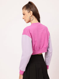 DressBerry Typography Print Contrast Sleeves Crop Sweatshirt